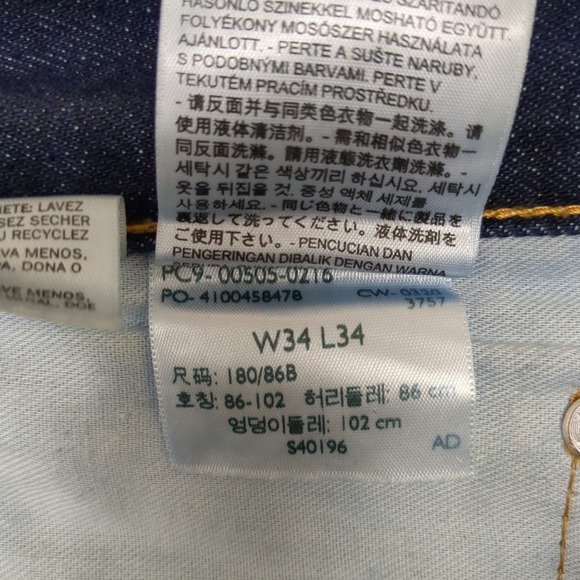 Levis 505 Regular Fit Jeans Mens W34 L34 Dark Wash Denim Pants - Picture 12 of 13